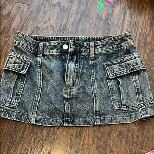 Denim Mini Skirt with Pockets